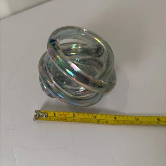 Stunning Murano Twisted Clear Rope Knot Art Glass Paper Weight Sculpture Vintage - Picture 6 of 6